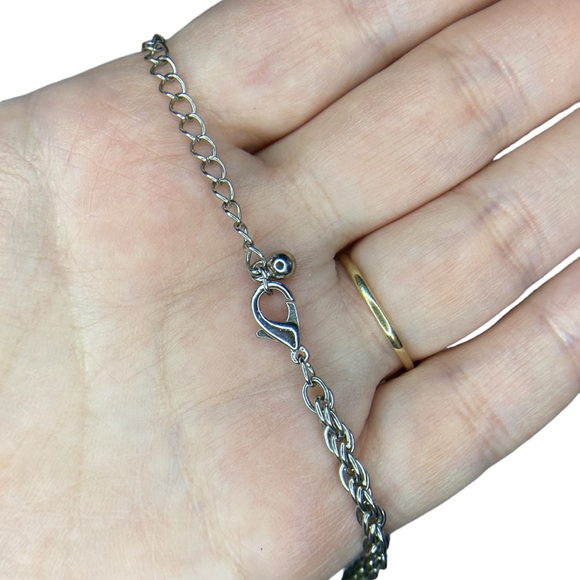 Black and Silver Toned Daisy Rhinestone Pendant Necklace - Picture 10 of 17